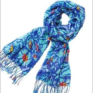 Lilly pulitzer Murfee scarf Mai tai silk cashmere